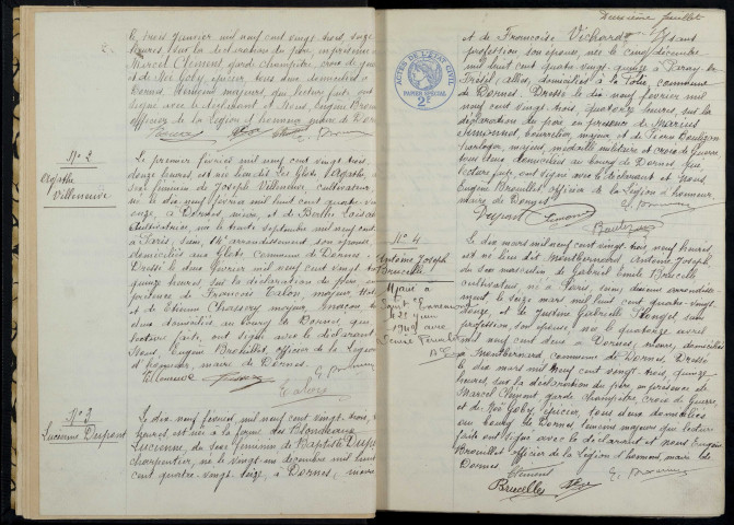 Dornes : actes d'état civil.