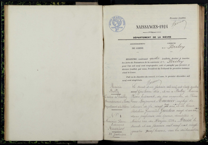 Bulcy : actes d'état civil.