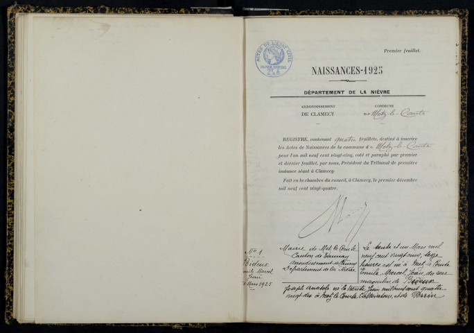 Metz-le-Comte : actes d'état civil.