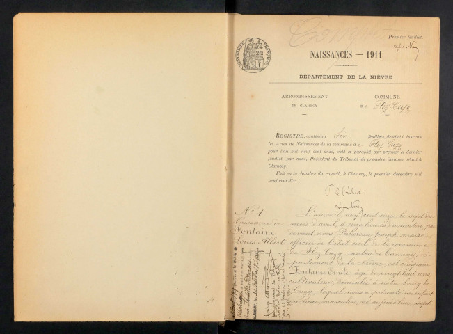 Flez-Cuzy : actes d'état civil.