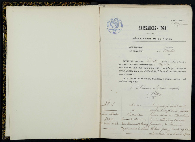 Beaulieu : actes d'état civil.