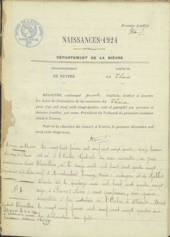 Thaix : actes d'état civil.