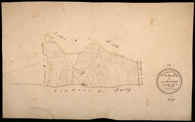 Sainte-Colombe-des-Bois, cadastre ancien : plan parcellaire de la section E dite de la Montoise, feuille 2