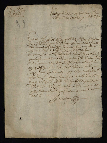 Contentieux (procédure civile). - Saisie réelle Bailly subrogé Bugué et Villede contre Guyonin et Fougnot habitants de Decize : extraits des registres de la châtellenie de Decize.