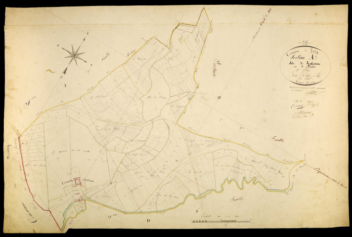 Perroy, cadastre ancien : plan parcellaire de la section A dite des Rabions, feuille 3