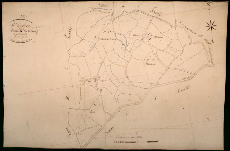 Saint-Hilaire-en-Morvan, cadastre ancien : plan parcellaire de la section B dite du Bourg, feuille 4