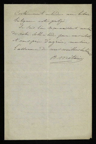 MÉTAIRIE (Abel), propriétaire à Coulanges-lès-Nevers (Nièvre) : 1 lettre.
