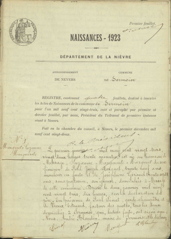 Sermoise-sur-Loire : actes d'état civil.