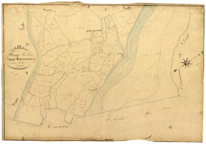 Fleury-sur-Loire, cadastre ancien : plan parcellaire de la section A dite de la Motte Farchat, feuille 3