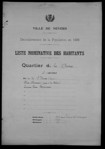 Nevers, Quartier de la Barre, 6e section : recensement de 1936