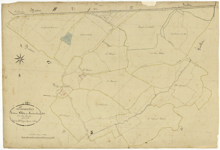 Limanton, cadastre ancien : plan parcellaire de la section G dite de Montembert, feuille 5