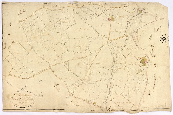 Chantenay-Saint-Imbert, cadastre ancien : plan parcellaire de la section D dite du Bourg, feuille 2