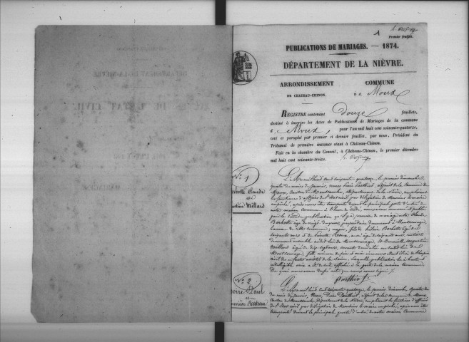 Moux-en-Morvan : actes d'état civil.