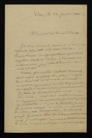 DORTÉE (Félix), poète à Vire (Calvados) (né en 1819) : 2 lettres.