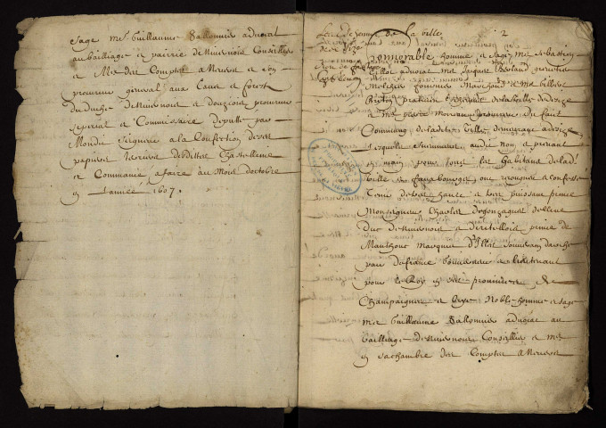 Liève du terrier domanial ducal établie par les notaires royaux Carré et Maulais.