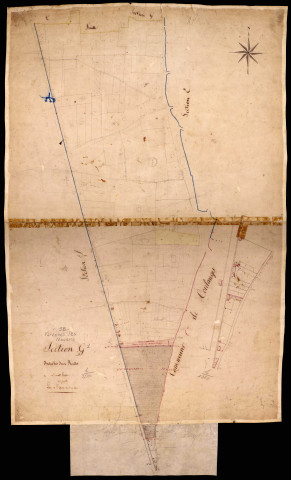 Varennes-lès-Nevers, cadastre ancien : plan parcellaire de la section G dite d'entre les deux Routes, feuille 1