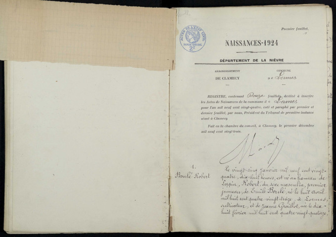 Lormes : actes d'état civil.