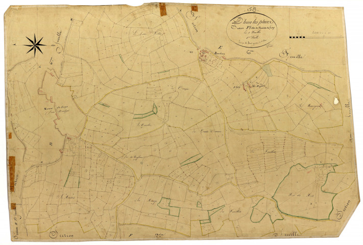 Dun-les-Places, cadastre ancien : plan parcellaire de la section F dite de Maizoc De Froys, feuille 1