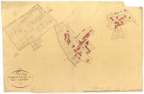 Flez-Cuzy, cadastre ancien : plan parcellaire de la section B dite de Cuzy, feuilles 1 et 2, développement