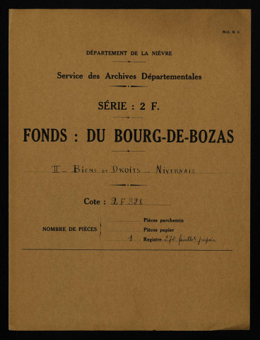 Terrier des seigneuries de Traizaigle en la paroisse de Cigogne à La Fermeté, de Thiernay, du Bouchot, du Mont des Hayes et de Ville, pour Mes Durand Fournier, docteur en médecine, et Jacques Bolacre, licencié en lois, procureur général du duché de Nivernais, seigneurs desdits lieux, dressé par Antoine Vaillant, notaire royal.