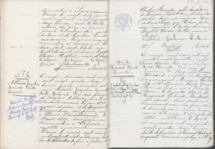 Surgy : actes d'état civil.