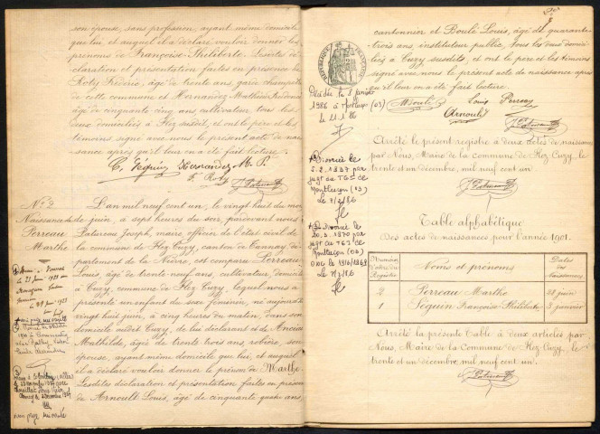 Flez-Cuzy : actes d'état civil.