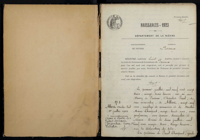 Poiseux : actes d'état civil.