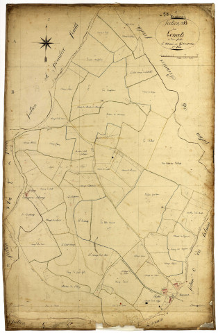 Diennes-Aubigny, cadastre ancien : plan parcellaire de la section B dite des Louats, feuille 2