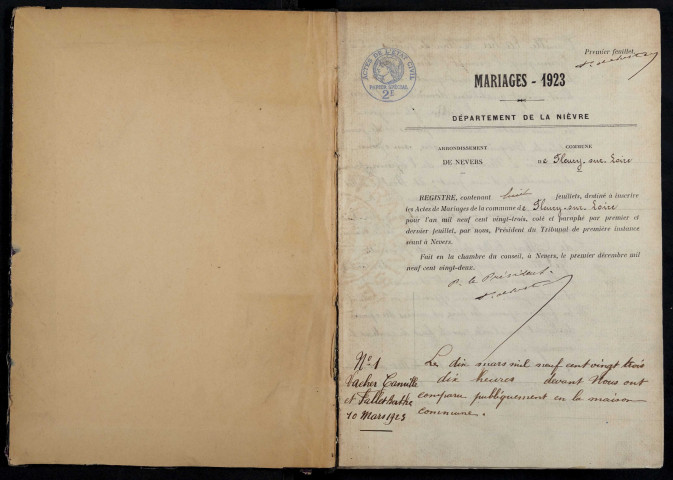 Fleury-sur-Loire : actes d'état civil.