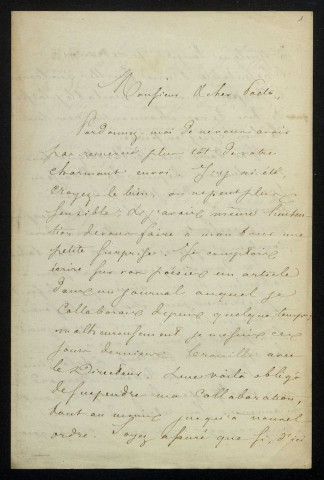 RENARD (Henri), poète (né en 1841) : 1 lettre.