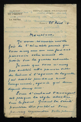 DHOMMÉE (Léon), préfet de la Nièvre (né en 1875) : 2 lettres.