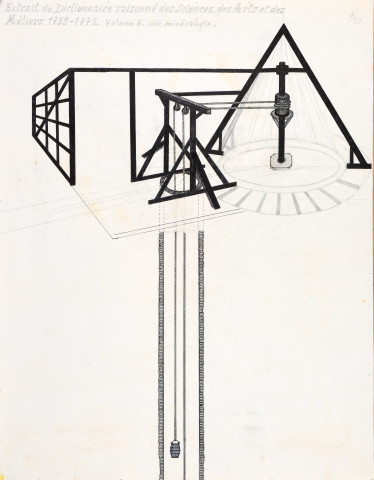Manège à chevaux d'après dessin Arts et Métiers, 1759-1772.