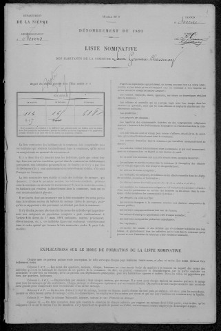 Saint-Germain-Chassenay : recensement de 1891