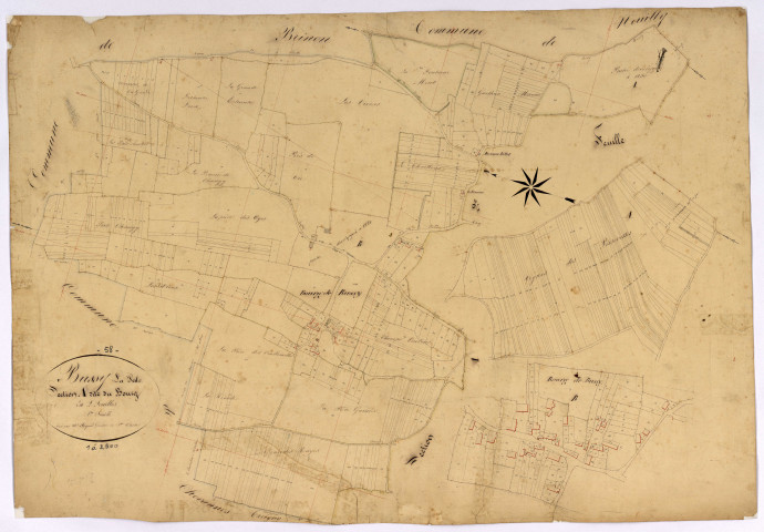 Bussy-la-Pesle, cadastre ancien : plan parcellaire de la section A dite du Bourg, feuille 1