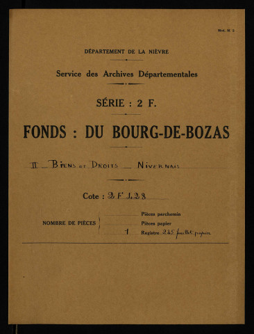 Terrier de Prye, non signé.