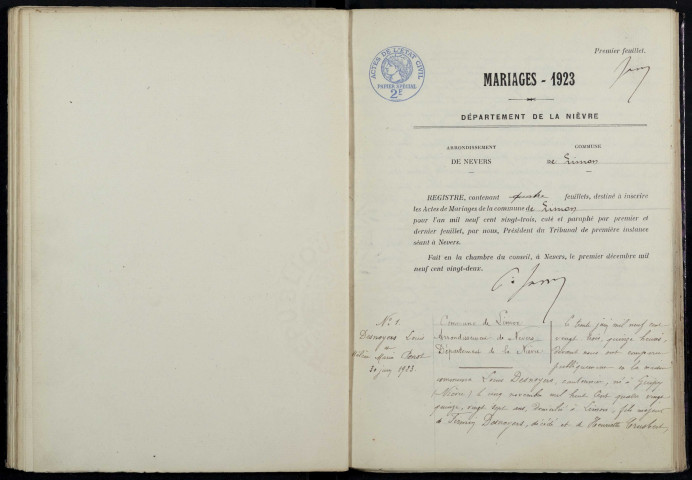 Limon : actes d'état civil.