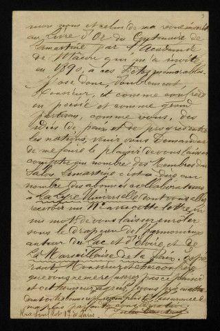 CANTON (Jules), publiciste de La Lyre universelle : 2 lettres.