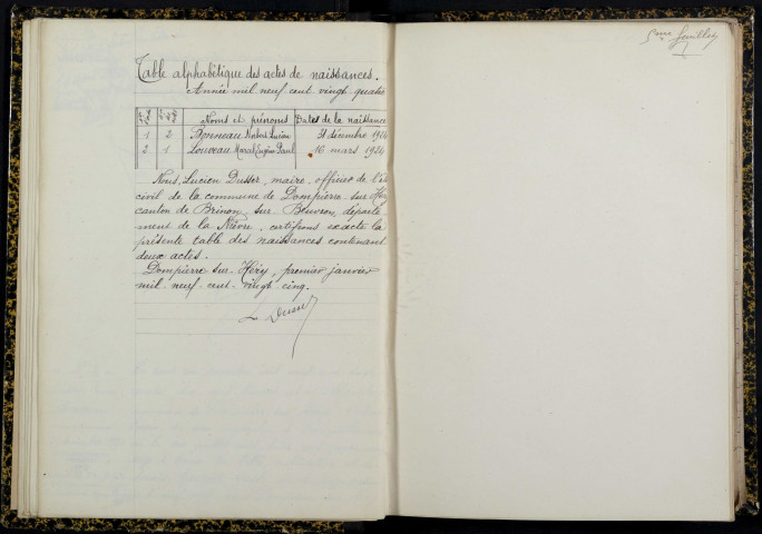 Dompierre-sur-Héry : actes d'état civil.