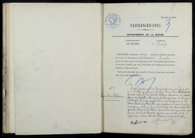 Imphy : actes d'état civil.