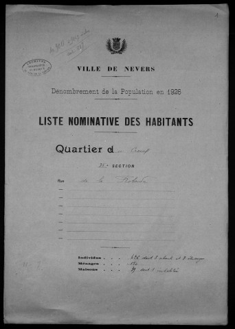 Nevers, Quartier du Croux, 35e section : recensement de 1926