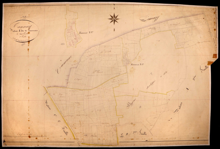 Tannay, cadastre ancien : plan parcellaire de la section A dite de Tanneau, feuille 1
