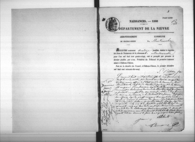 Montsauche-les-Settons : actes d'état civil.