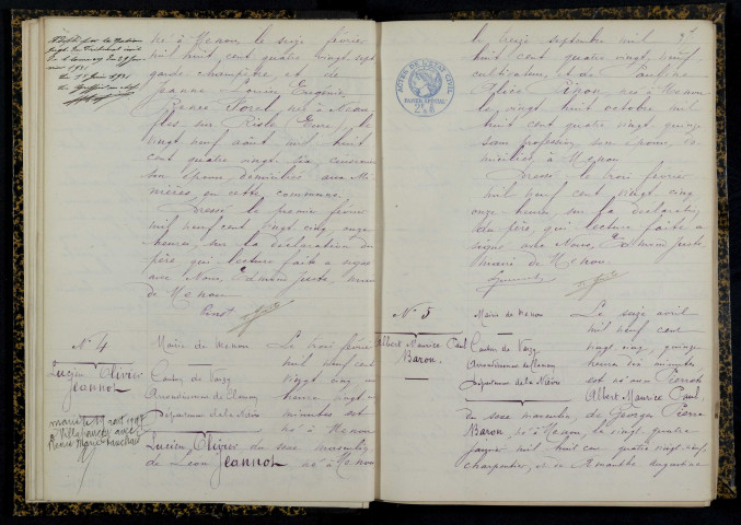 Menou : actes d'état civil.