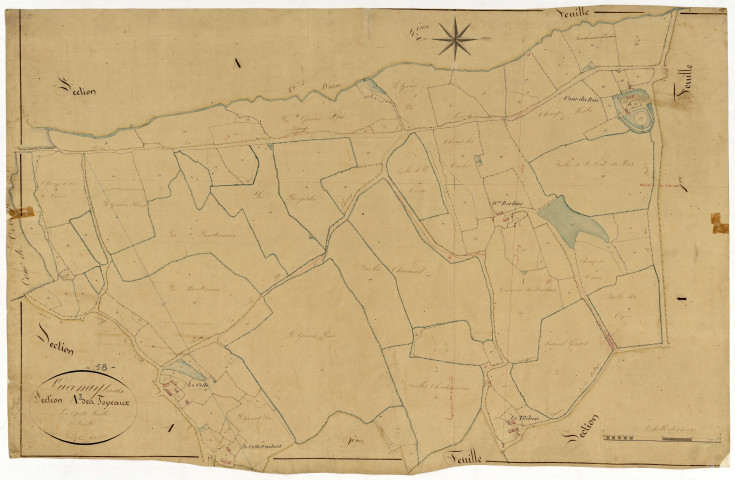 Lucenay-lès-Aix, cadastre ancien : plan parcellaire de la section A dite des Topeaux, feuille 3