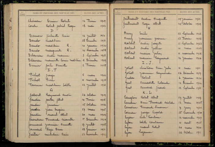 Bitry : table décennale.