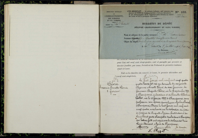 Champvoux : actes d'état civil.