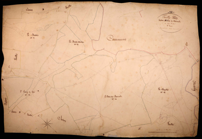 Tazilly, cadastre ancien : plan parcellaire de la section D dite de Barnaud, feuille 3