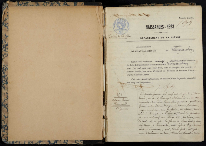 Limanton : actes d'état civil.