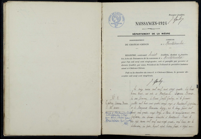 Montsauche-les-Settons : actes d'état civil.