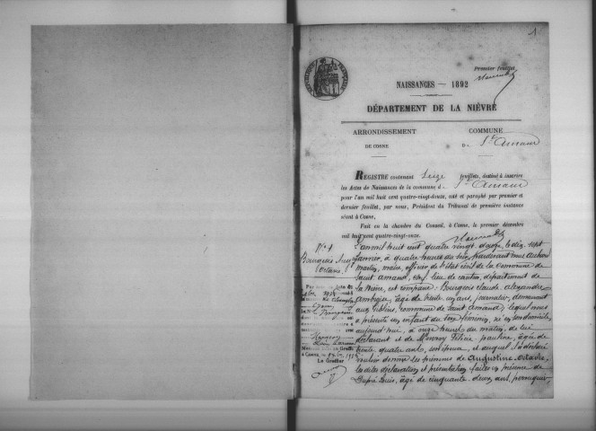 Saint-Amand-en-Puisaye : actes d'état civil.